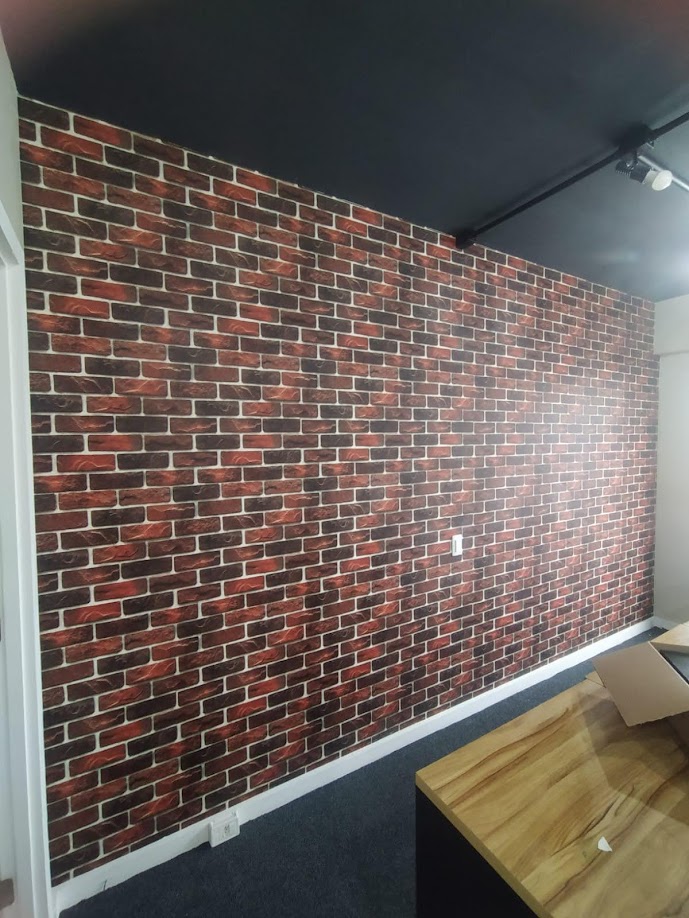 Papel de Parede Vinílico Tijolinho Vermelho Queimado Rústico - Imagem 3