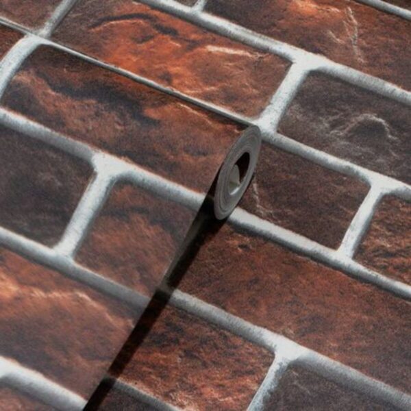 Papel de Parede Vinílico Tijolinho Vermelho Queimado Rústico