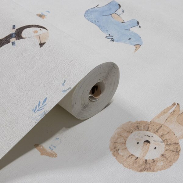 Papel de Parede Infantil Bichinhos Off White