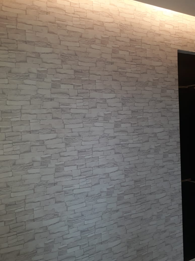 Papel De Parede Tijolo Canjiquinha Pedra Muro Rolo 1/2 M²