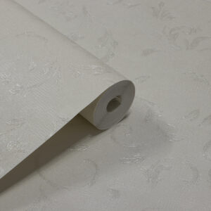 Papel de Parede Vinilico Floral Off White c/ Brilho Cinza - PDF0008