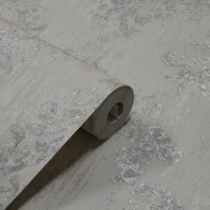 Papel de Parede Vinilico Damask Off White c/ Brilho Cinza - PDD0007