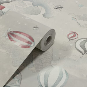 Papel de Parede Vinilico Infantil Balões Vermelho Fundo Cinza - PDI3111