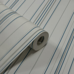 Papel de Parede Vinilizado Listrado Azul c/ Cinza - PDS6022