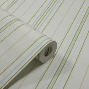 Papel de Parede Vinilizado Listrado Verde c/ Azul - PDS6024