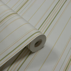 Papel de Parede Vinilizado Listrado Verde c/ Laranja - PDS6021