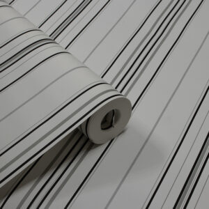 Papel de Parede Vinilizado Listrado Branco c/ Preto - PDS6023