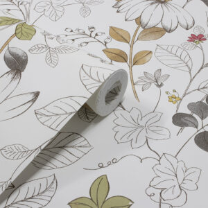 Papel de Parede Infantil Desenho Folhas Dourado - PDI1531