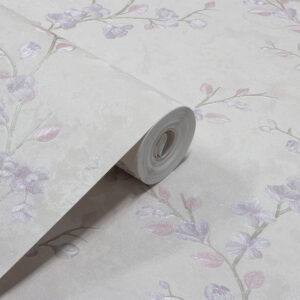 Papel de Parede Vinilico Floral Rosa c/ Lilás - PDF2047