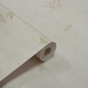 Papel de Parede Vinilizado Floral Fundo Rosa c/ Flores Verde e Rosa - PDF1100