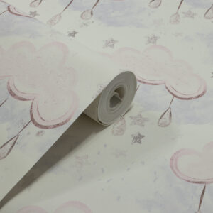 Papel de Parede Vinilico Nuvens Rosa c/ Lilás - PDI3033