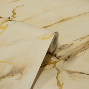 Papel de Parede Vinílico Mármore Dourado c/ Marrom PDL1502