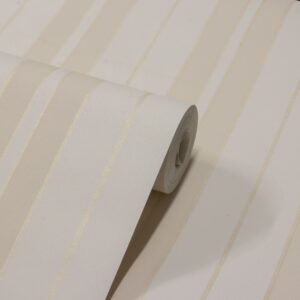 Papel de Parede Vinílico Listras Marfim c/ Dourado PDS3701