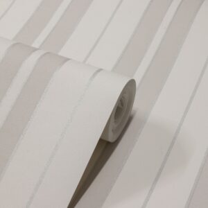 Papel de Parede Vinílico Listras Cinza c/ Prata PDS3702
