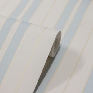 Papel de Parede Vinilico Listras Azul c/ Dourado PDS3706