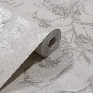 Papel de Parede Vinilico Off White c/ Prata PDF1243