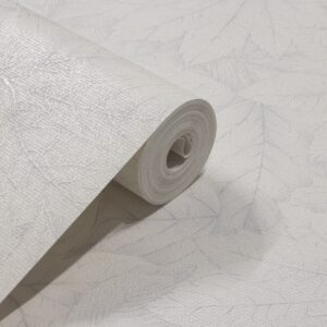 Papel de Parede Vinilico Floral Off White c/ Cinza Claro PDF1305