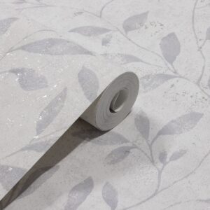 Papel de Parede Vinilico Floral Off White e Cinza PDF5002