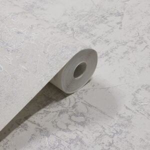 Papel de Parede Vinilico Manchado Branco e Prata PDL0081