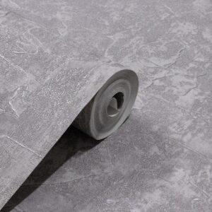 Papel de Parede Vinilico Manchado Cinza e Prata PDL0083