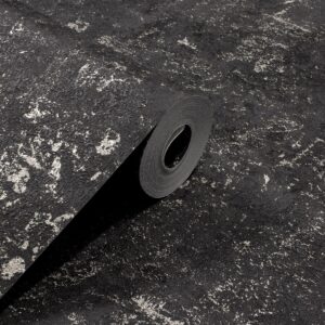 Papel de Parede Vinilico Cimento Queimado Preto e Cinza PDL7448