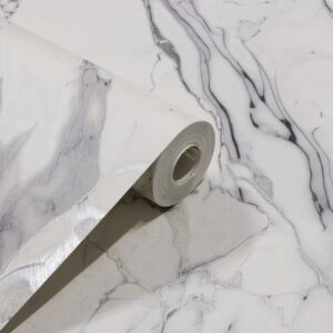 Papel de Parede Vinilico Marmorizado Cinza e Branco PDL8125