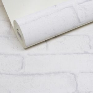 Papel de Parede Tijolinho Branco c/ Cinza PDT3387