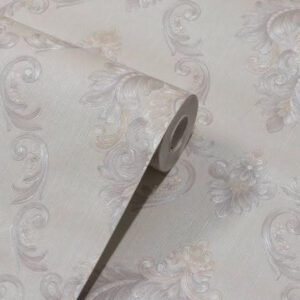 Papel de Parede Vinílico Damask Off White e detalhes PDD1803