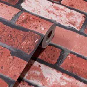 Papel de Parede Vinílico Tijolinho Vermelho PDT9102